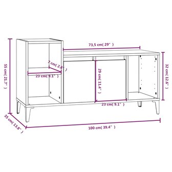 Tv-meubel 100x35x55 cm bewerkt hout zwart 10