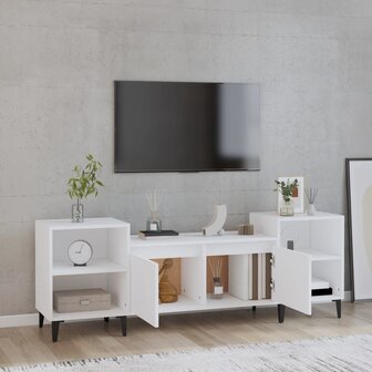 Tv-meubel 160x35x55 cm bewerkt hout wit 3