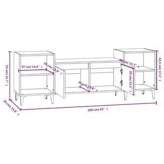 Tv-meubel 160x35x55 cm bewerkt hout wit 9