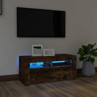 Tv-meubel met LED-verlichting 90x35x40 cm gerookt eikenkleurig 1