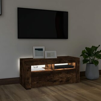 Tv-meubel met LED-verlichting 90x35x40 cm gerookt eikenkleurig 3