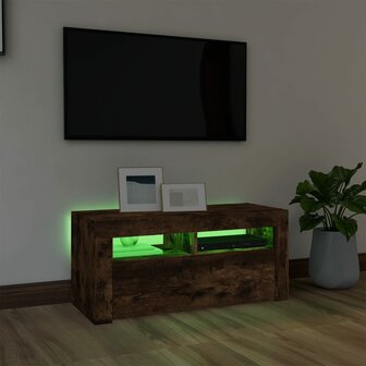 Tv-meubel met LED-verlichting 90x35x40 cm gerookt eikenkleurig 4