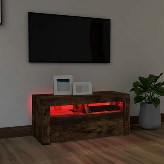 Tv-meubel met LED-verlichting 90x35x40 cm gerookt eikenkleurig 5