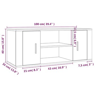 Tv-meubel 100x35x40 cm bewerkt hout betongrijs 7