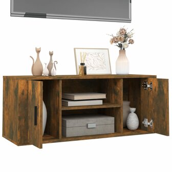 Tv-meubel 100x35x40 cm bewerkt hout gerookt eikenkleurig 4