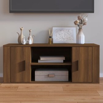 Tv-meubel 100x35x40 cm bewerkt hout bruin eikenkleur 1