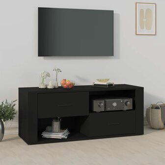 Tv-meubel 100x35x40 cm bewerkt hout zwart 1