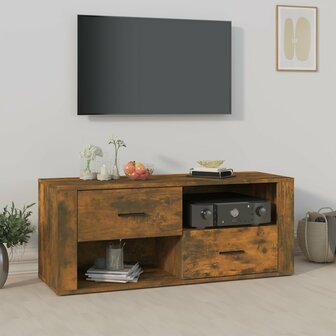 Tv-meubel 100x35x40 cm bewerkt hout gerookt eikenkleurig 1