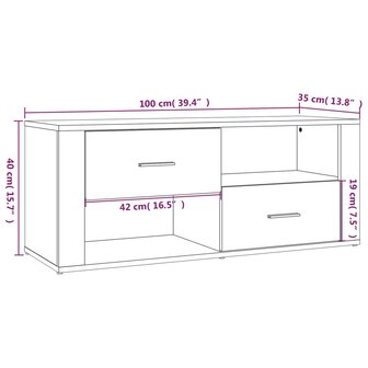 Tv-meubel 100x35x40 cm bewerkt hout bruin eikenkleur 10