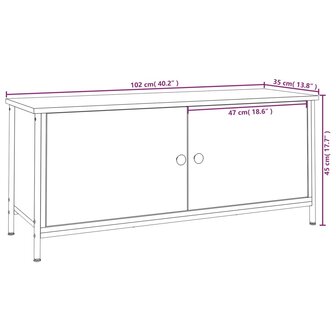 Tv-meubel 102x35x45 cm bewerkt hout grijs sonoma eikenkleurig 10