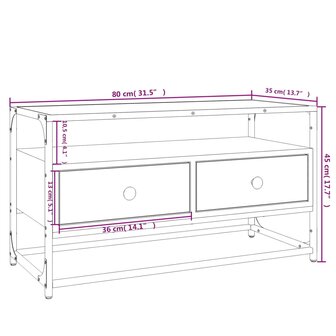 Tv-meubel 80x35x45 cm bewerkt hout grijs sonoma eikenkleurig 9