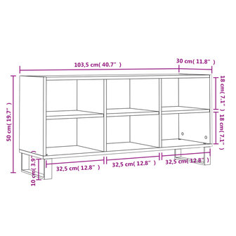 Tv-meubel 103,5x30x50 cm bewerkt hout betongrijs 9