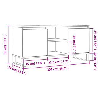 Tv-meubel 104x35x50 cm bewerkt hout betongrijs 11