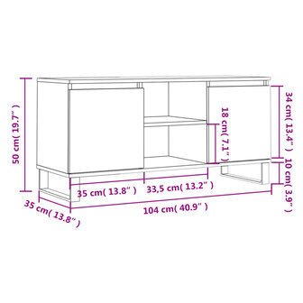 Tv-meubel 104x35x50 cm bewerkt hout gerookt eikenkleurig 11