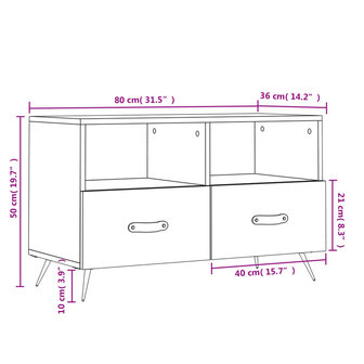 Tv-meubel 80x36x50 cm bewerkt hout zwart 12