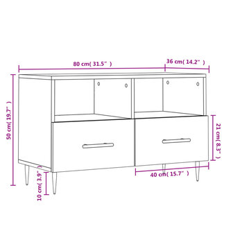 Tv-meubel 80x36x50 cm bewerkt hout betongrijs 12