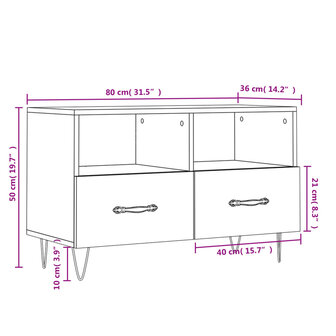 Tv-meubel 80x36x50 cm bewerkt hout grijs sonoma eikenkleurig 12