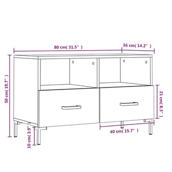 Tv-meubel 80x36x50 cm bewerkt hout wit 12