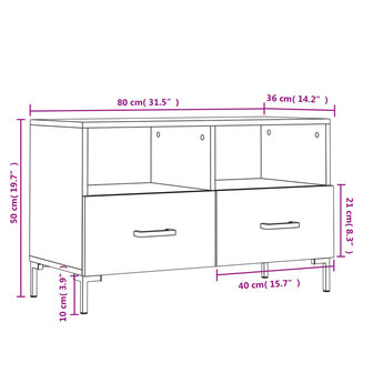 Tv-meubel 80x36x50 cm bewerkt hout zwart 12