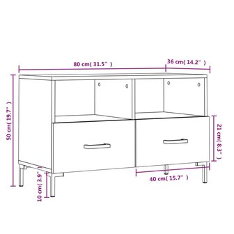 Tv-meubel 80x36x50 cm bewerkt hout grijs sonoma eikenkleurig 12