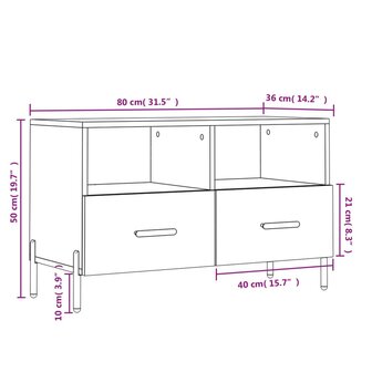 Tv-meubel 80x36x50 cm bewerkt hout wit 12