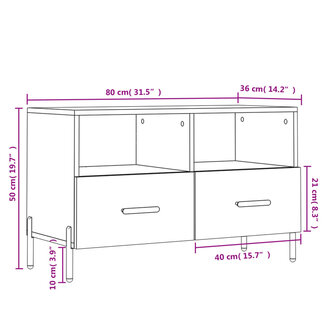 Tv-meubel 80x36x50 cm bewerkt hout zwart 12