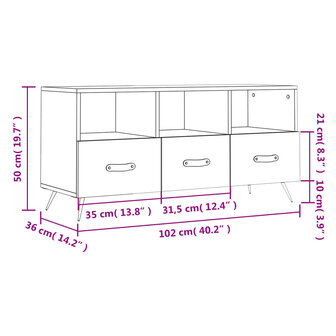 Tv-meubel 102x36x50 cm bewerkt hout betongrijs 12