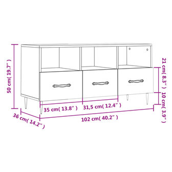 Tv-meubel 102x36x50 cm bewerkt hout wit 12