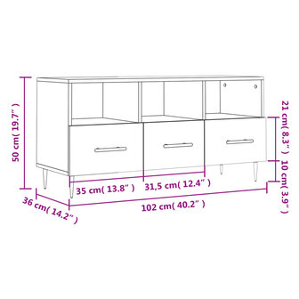 Tv-meubel 102x36x50 cm bewerkt hout wit 12