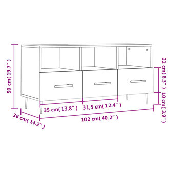 Tv-meubel 102x36x50 cm bewerkt hout zwart 12