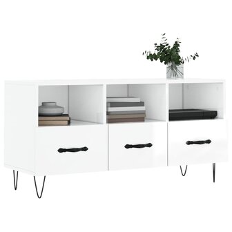 Tv-meubel 102x36x50 cm bewerkt hout hoogglans wit 3