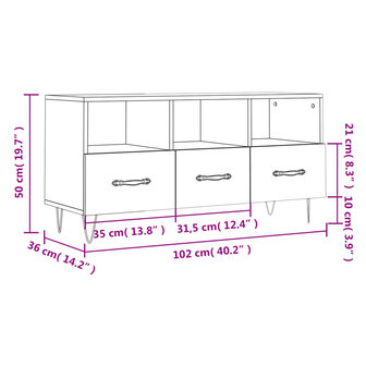 Tv-meubel 102x36x50 cm bewerkt hout gerookt eikenkleurig 12