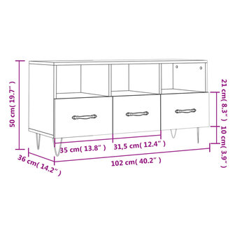 Tv-meubel 102x36x50 cm bewerkt hout grijs sonoma eikenkleurig 12