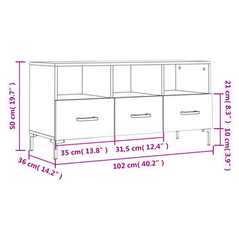 Tv-meubel 102x36x50 cm bewerkt hout wit 12