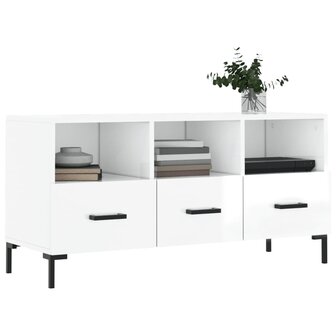 Tv-meubel 102x36x50 cm bewerkt hout hoogglans wit 3