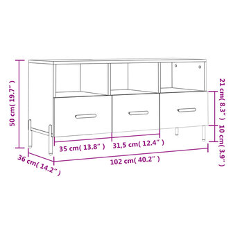 Tv-meubel 102x36x50 cm bewerkt hout wit 12