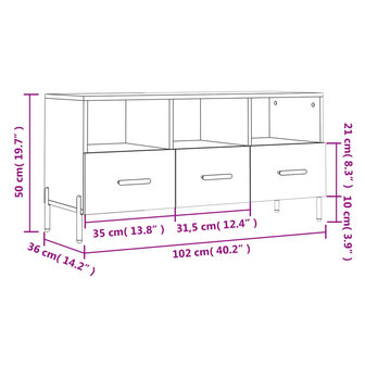 Tv-meubel 102x36x50 cm bewerkt hout gerookt eikenkleurig 12