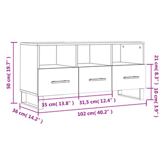 Tv-meubel 102x36x50 cm bewerkt hout wit 12