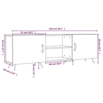 Tv-meubel 150x30x50 cm bewerkt hout wit 11