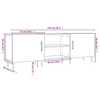 Tv-meubel 150x30x50 cm bewerkt hout wit 12