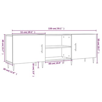 Tv-meubel 150x30x50 cm bewerkt hout wit 12