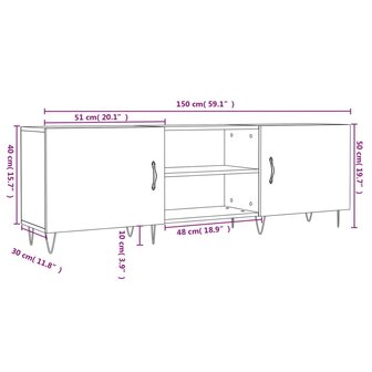 Tv-meubel 150x30x50 cm bewerkt hout sonoma eikenkleurig 12