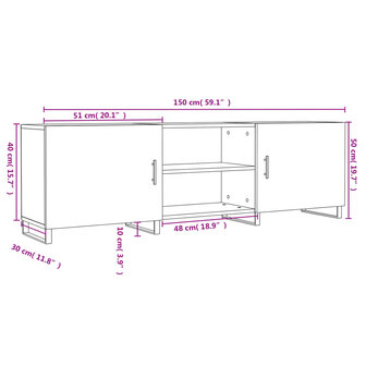 Tv-meubel 150x30x50 cm bewerkt hout zwart 12