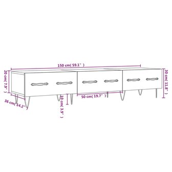 Tv-meubel 150x36x30 cm bewerkt hout zwart 12