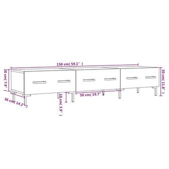 Tv-meubel 150x36x30 cm bewerkt hout zwart 12