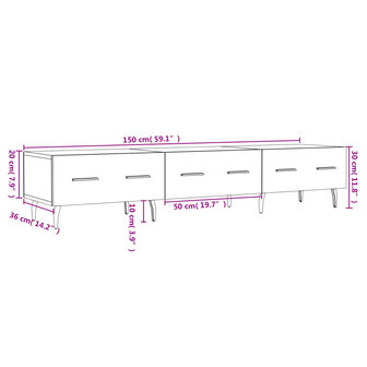 Tv-meubel 150x36x30 cm bewerkt hout wit 12