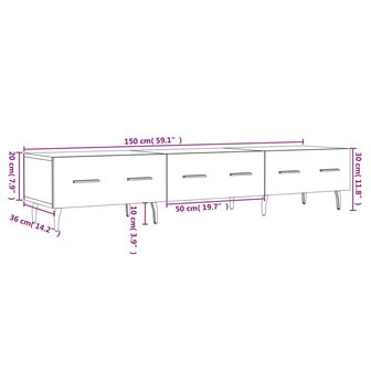 Tv-meubel 150x36x30 cm bewerkt hout betongrijs 12