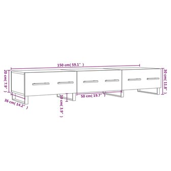 Tv-meubel 150x36x30 cm bewerkt hout wit 12