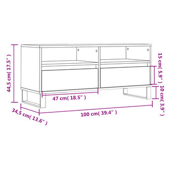 Tv-meubel 100x34,5x44,5 cm bewerkt hout wit 11