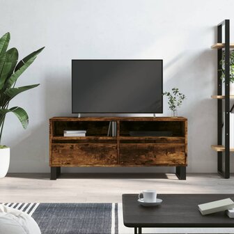 Tv-meubel 100x34,5x44,5 cm bewerkt hout gerookt eikenkleurig 1